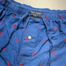 Polo Ralph Lauren Mens Pajama Pants Blue Red Pony Logo Cotton Sleepwear Large