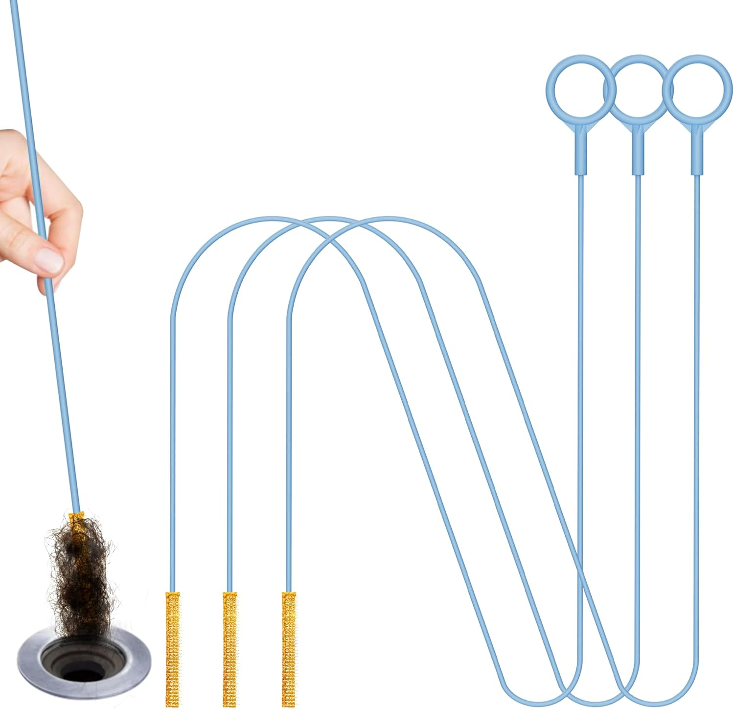 50 Inch Extended Drain Snake, Anti-Break Steel Sink Shower Unblocker Tool, Clog