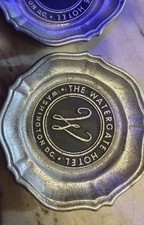 Set of Vintage 1970s Pewter The Watergate Hotel Ashtray, Washington D. C. 