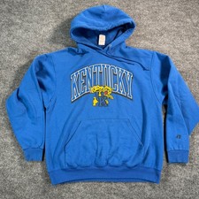 Vintage Russell Athletic Kentucky Wildcats Hoodie Mens Large Blue Pullover 90s