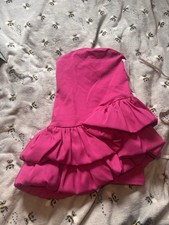 BNWT Stunning Zara Hot Pink Short Frill Dress Party Festival Uk Small
