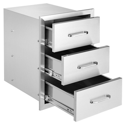 Uimoso Dreifachschublade für Außenküche BBQ 400x450x450mm Edelstahl Schubladen