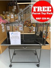 Parrot-Supplies Columbus Open Top House Style Parrot Cage - Antique,