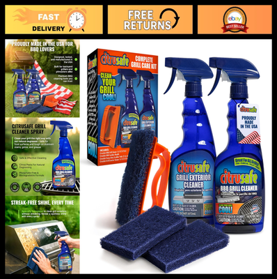 #ad Citrus Grill Care Kit BBQ Cleaner Grate Scrubber amp; Exterior Cleaner 16 oz $44.99