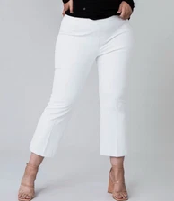 NWT Spanx Pants Women Large Petite White Cropped Silver Lining Kick Flare 20373Q