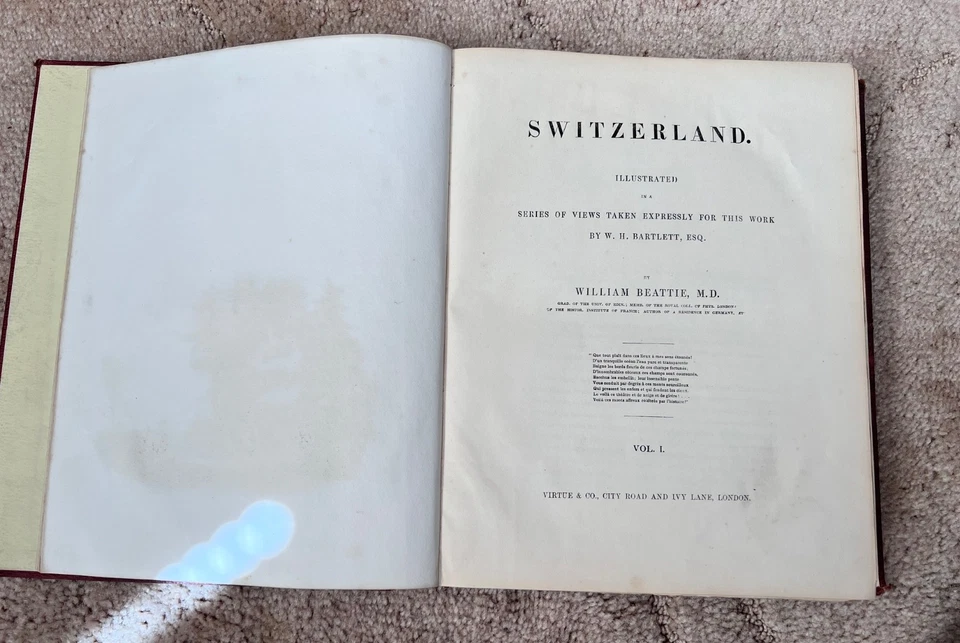 Antique 2 Vols 1836 Switzerland Illustrated William Beattie Bartlett Engravings - Image 3 of 4