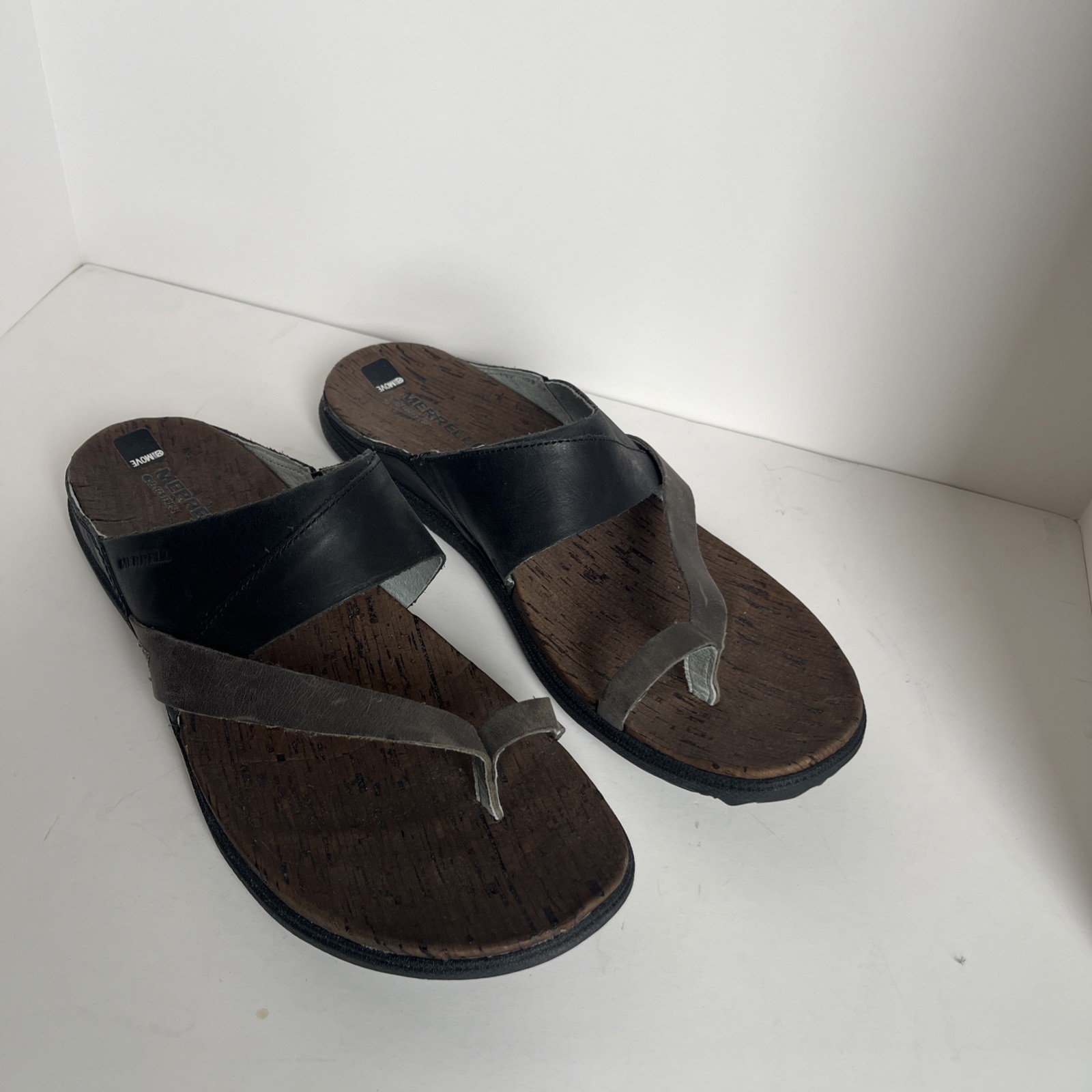 Merrell sandalo infradito in pelle nero e marrone misura 11