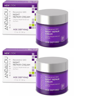 Andalou Naturals Q10 Age Defying Night Repair Cream 1.7 Oz PACK OF 2