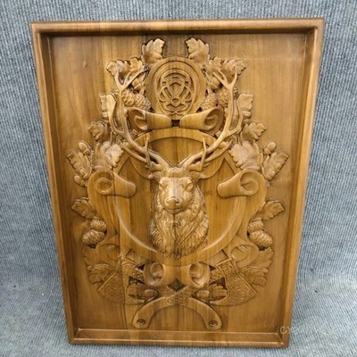 Wall Ornament Rain Dear Design Carved Wooden Home Wall Art Decorative Item