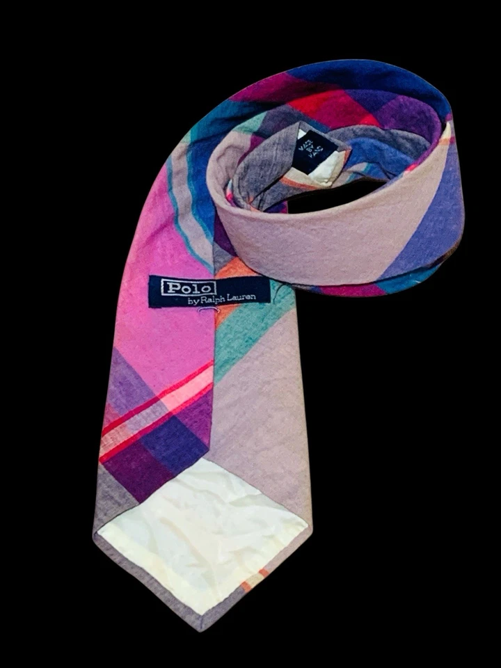 Corbata a cuadros Ralph Lauren Madras vintage años 80 Foto 2 de 4