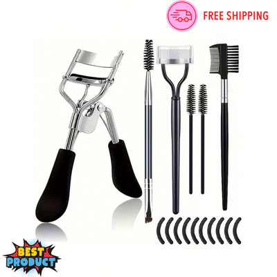 Women's Eyelash Curler Set 16pc Eyelashes Separator Comb Rollers Brush Combo Kit