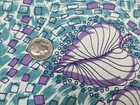 BEST Vintage Feedsack Flour Sack Fabric Novelty Leaves Aqua Remnant Quilt Estate