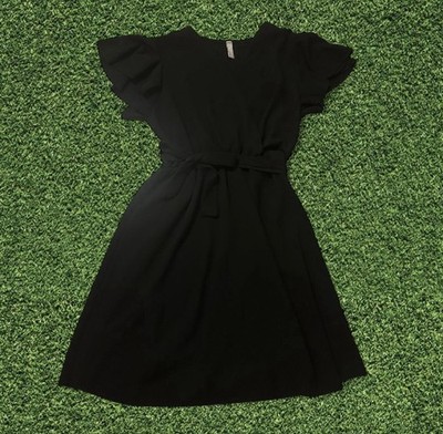 Halogen Juniors Flutter Sleeve Tie Waist Dress