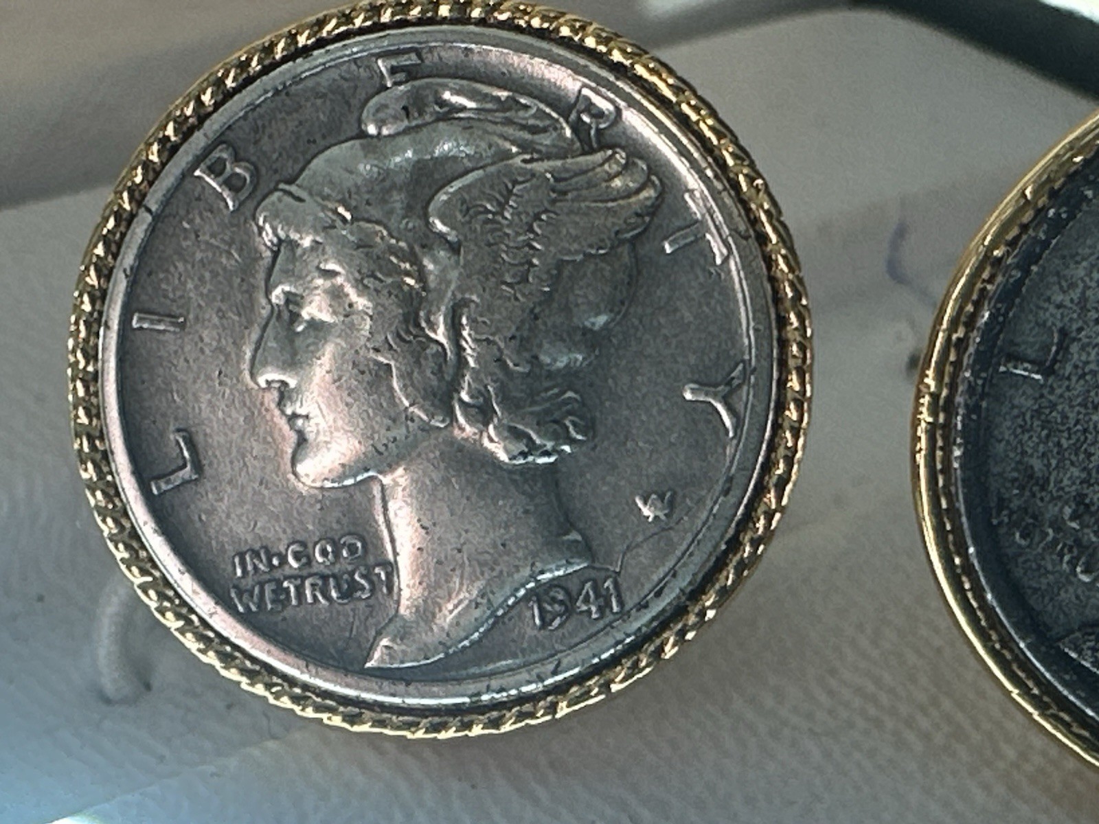 Vintage YSL Yves Saint Laurent Cufflinks with Mercury Dimes Rare thumbnail 5