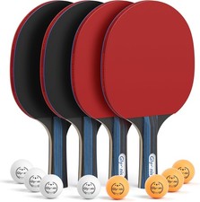 Glymnis Ping Pong Paddles Set Table Tennis Rackets with Balls, Red-Black