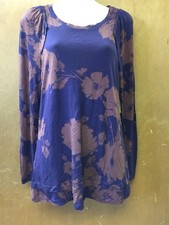 Simply Vera Purple And Brown Floral Fall Top Size L(F)