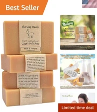 Luxurious Unscented Goat Milk Soap with Raw Honey - Perfect for Babies, 4-Pack