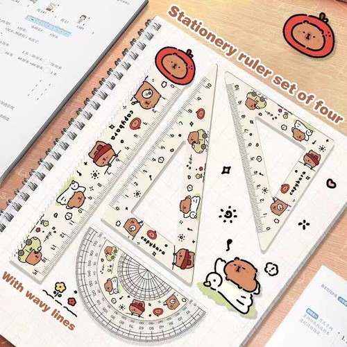 4Pcs Creative Acrylic Capybara Rulers Set Drawing Tools Cute Cartoon Ruler Set - Afbeelding 2 van 10