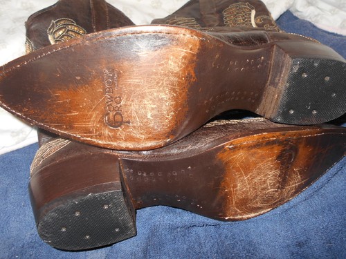 Cowboy Pro Women's Western Boots Size 11 Gold Inlay Angel Wings - Picture 12 of 14