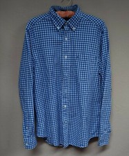 Nautica Mens Classic Fit Blue Gingham Button-Down Shirt Small Long Sleeve Casual