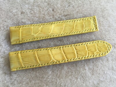 20mm/18mm Yellow Alligator Crocodile Embossed Leather Watch Strap Band