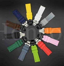 22 24 MM Soft Camo Rubber Strap Deployment Buckle Replacement fits for Panerai