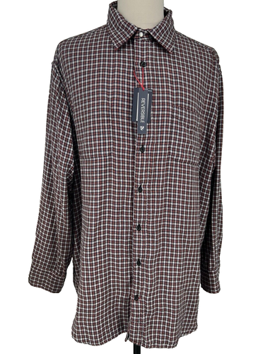 NWT Cremieux Reversible Shirt Men's 3XB Red Checked/Plaid $89 Long Sleeve - Picture 2 of 14
