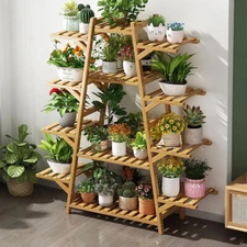 Colourtree Bamboo Plant Shelf Stand 12 Tier for Indoor and Outdoor Use