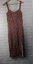 Zara womens a-line maxi dress black red blue floral print L