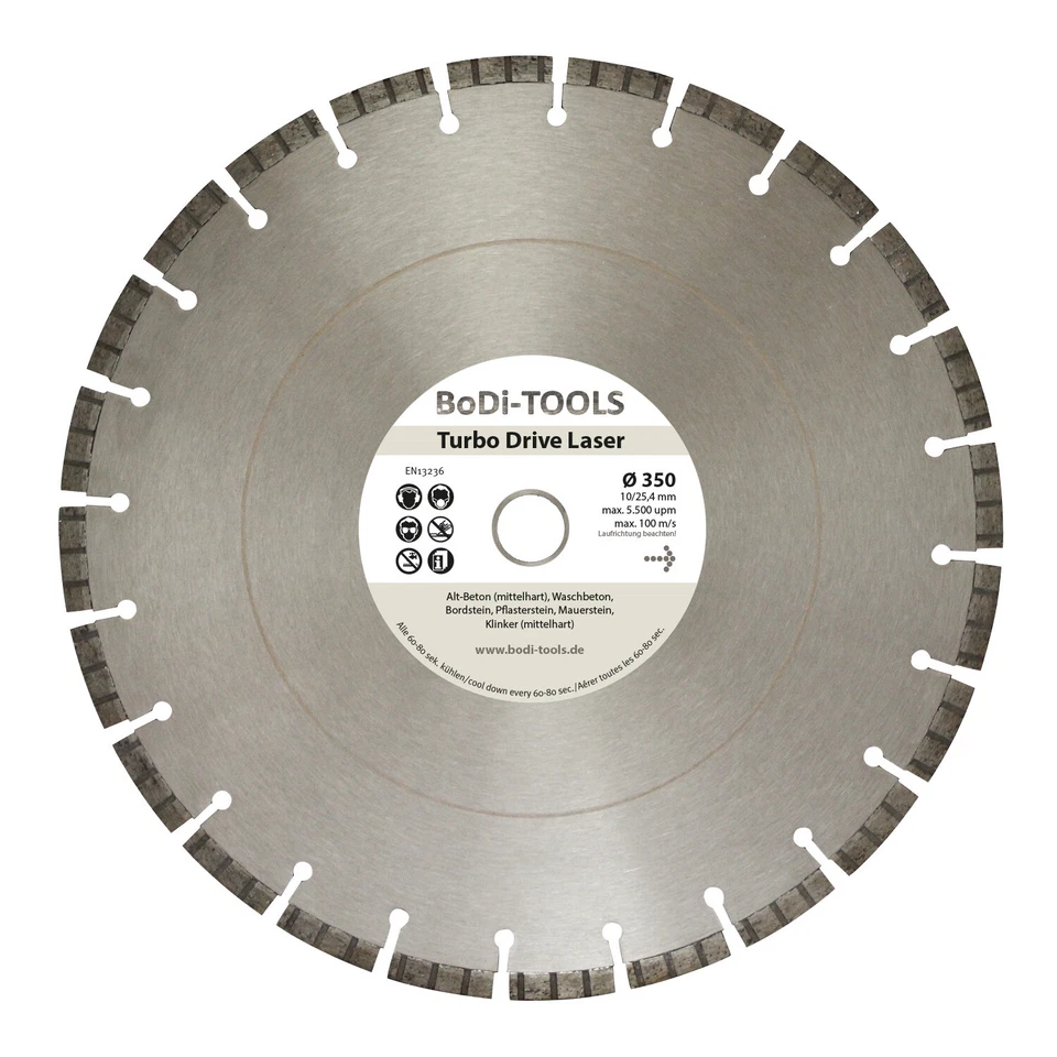 BODI-TOOLS Diamant-Trennscheibe 230/300/350/400/450/500/600 mm Trennscheibe Turbo Laser