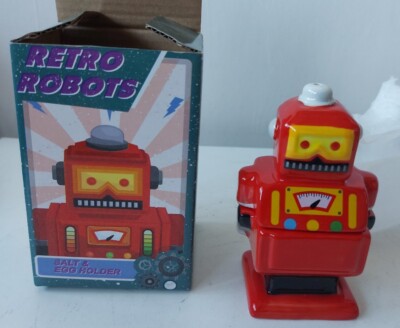 Retro Roboter Dual Salz und Eierhalter Puckator Neu 
