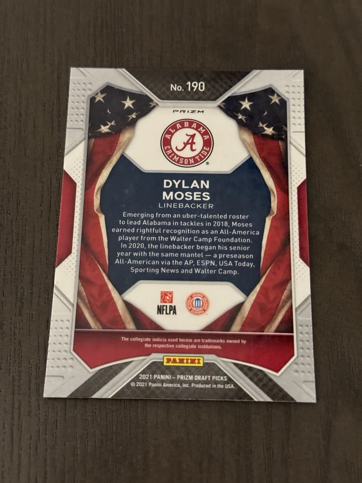2021 Prizm Draft Picks All-Americans Red Circles #190 DYLAN MOSES Rookie Card RC - Image 2 of 2