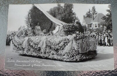 1923 TOURNAMENT OF ROSES PARADE FLOAT SOUTH PASADENA 5TH PRIZE POSTCARD