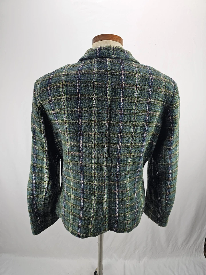 Chaqueta Blazer Hillard & Hanson Para Mujer Verde Ventana Mezcla Algodón 12 Foto 4 de 4