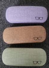 3 Pack- CHZZMS Hard Shell Eyeglasses Case Protector Linen Fabrics Glasses