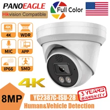 HIK Compatible 4K 8MP ColorVu IP Camera 2Way Audio Full Color POE Security