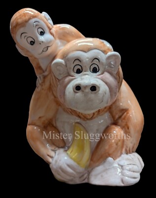 Vintage Gorilla & Baby Ape Jungle Africa Safari Ceramic Cookie Jar