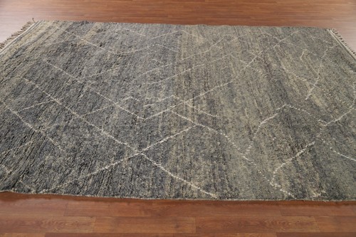 Luxury Hand-Knotted Contemporary Moroccan Wool Area Rugs Grey 8x11 ft - Picture 12 of 17