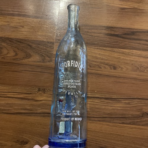 Porfidio Anejo Tequila Empty Liquor Bottle Handblown Blue Glass 750mL