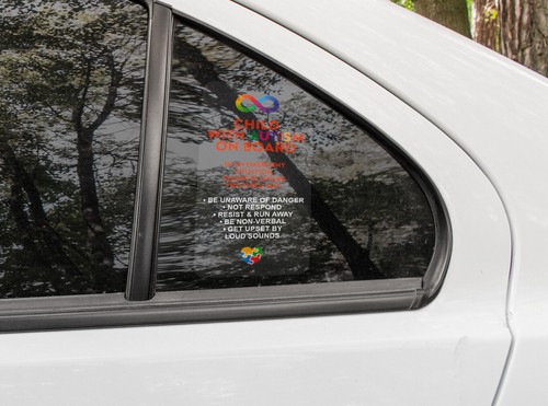 Child With Autism On Board Decal Sticker Car Window Bumper Emergency Safety Sign - Picture 3 of 3
