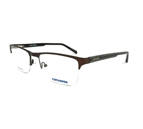 Converse Eyeglasses Frames Q108 BROWN Rectangle Wood Grain Half Rim 53-18-140 - Picture 5 of 12