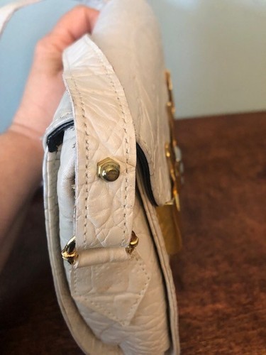 1986 Vintage Glen Miller for Ann Turk Cream Croco/Gold Purse Crossbody Bag Croc - Picture 8 of 17