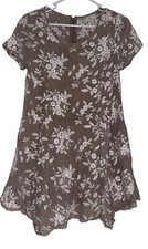 Sadie & Sage Swing Mini Dress Sz S Beige White Floral Embroidery Boho Festival