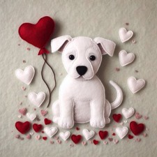 Luxury White Staffy Staffie Birthday Card - blank inside FH