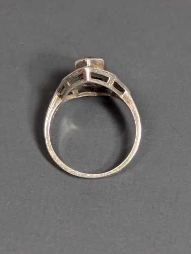 Vintage FAS 925 Sterling Silver Garnet Marcasite Ring Size 6.75 - Picture 21 of 24