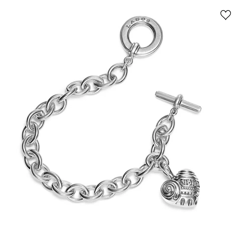 "Brazalete con palanca Heart of Lagos de plata de ley 925 Philadelphia Charm 6,5""" Foto 2 de 4