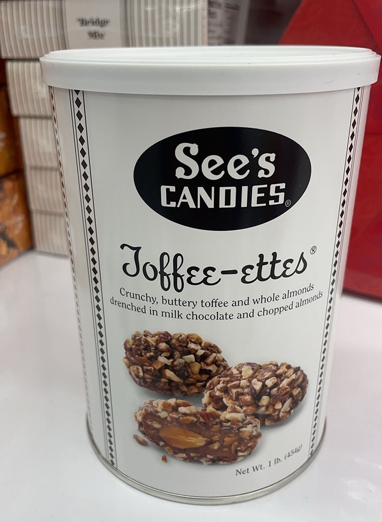 See’s Candies, Toffeeettes, in Milk Chocolate and Chopped Almonds, 1