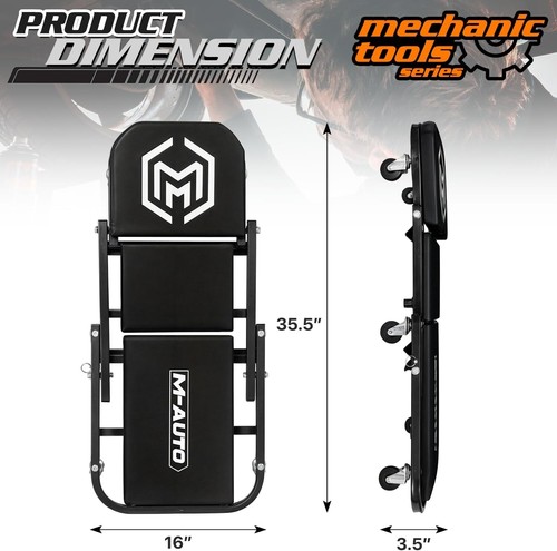 M-AUTO Foldable Z Creeper 2-in-1 Rolling Folding Car Creeper & Seat, 36" Black - Picture 2 of 9