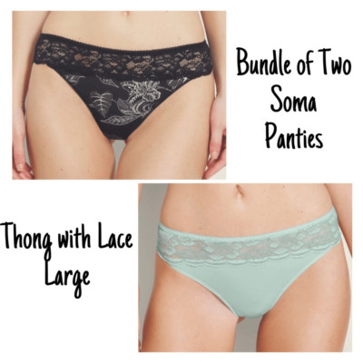 NWT New Sealed Soma Lot of Two (2) Vanishing Edge Lingerie w/Lace Trim L