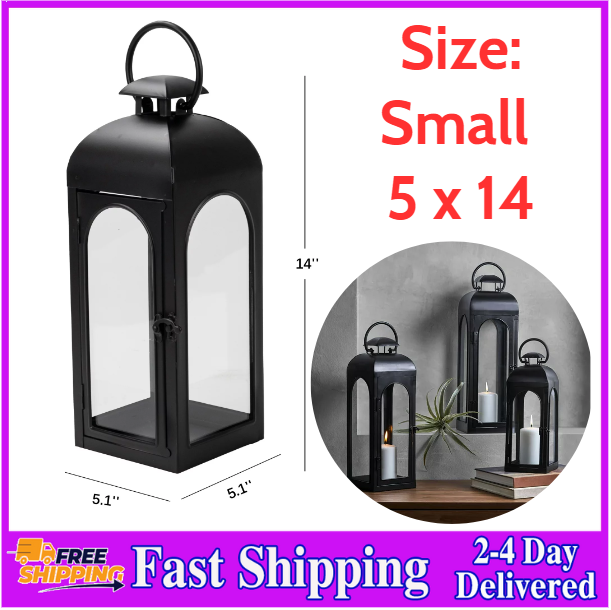 Better Homes & Gardens Metal Candle Holder Lantern, Black, Small NEW